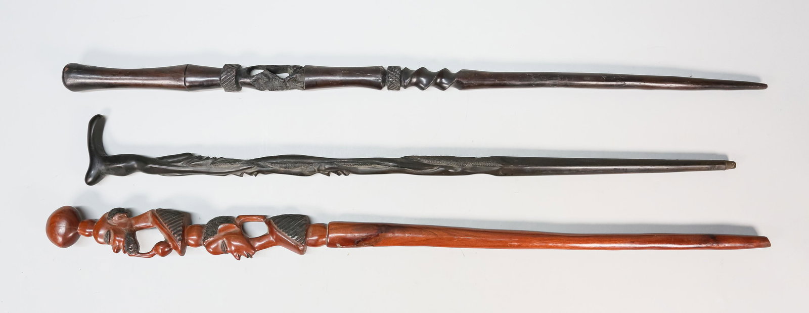 3 Carved Wood Walking Canes (1 of 9)