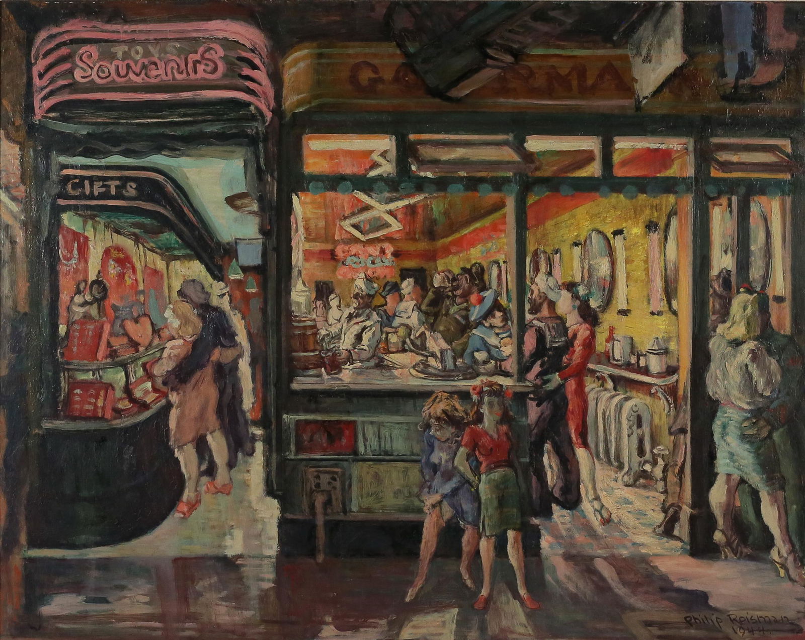 Philip Reisman Oil on Masonite NYC Street Scene (1 of 8)