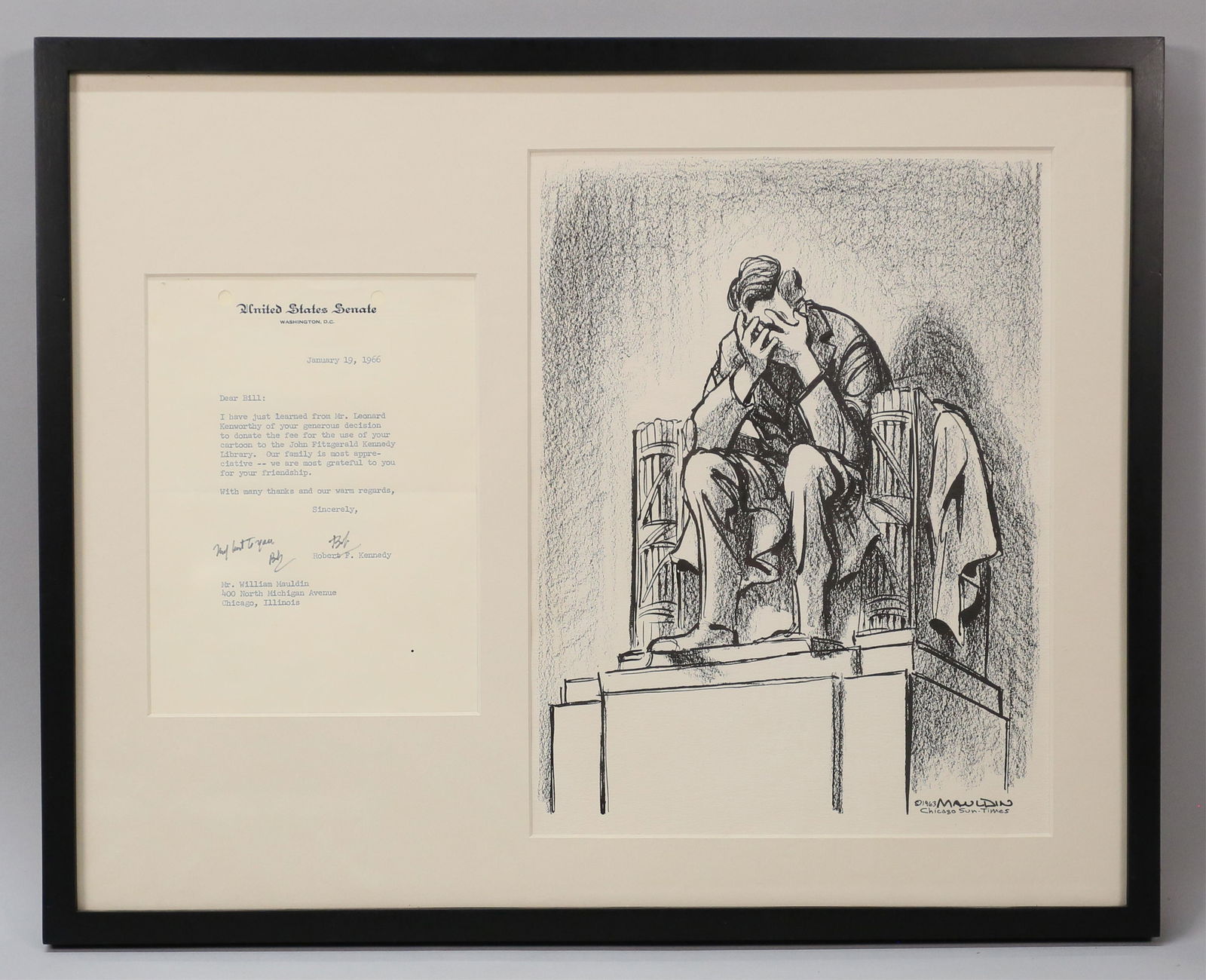 Bill Mauldin Weeping Lincoln & Signed RFK Letter (1 of 6)