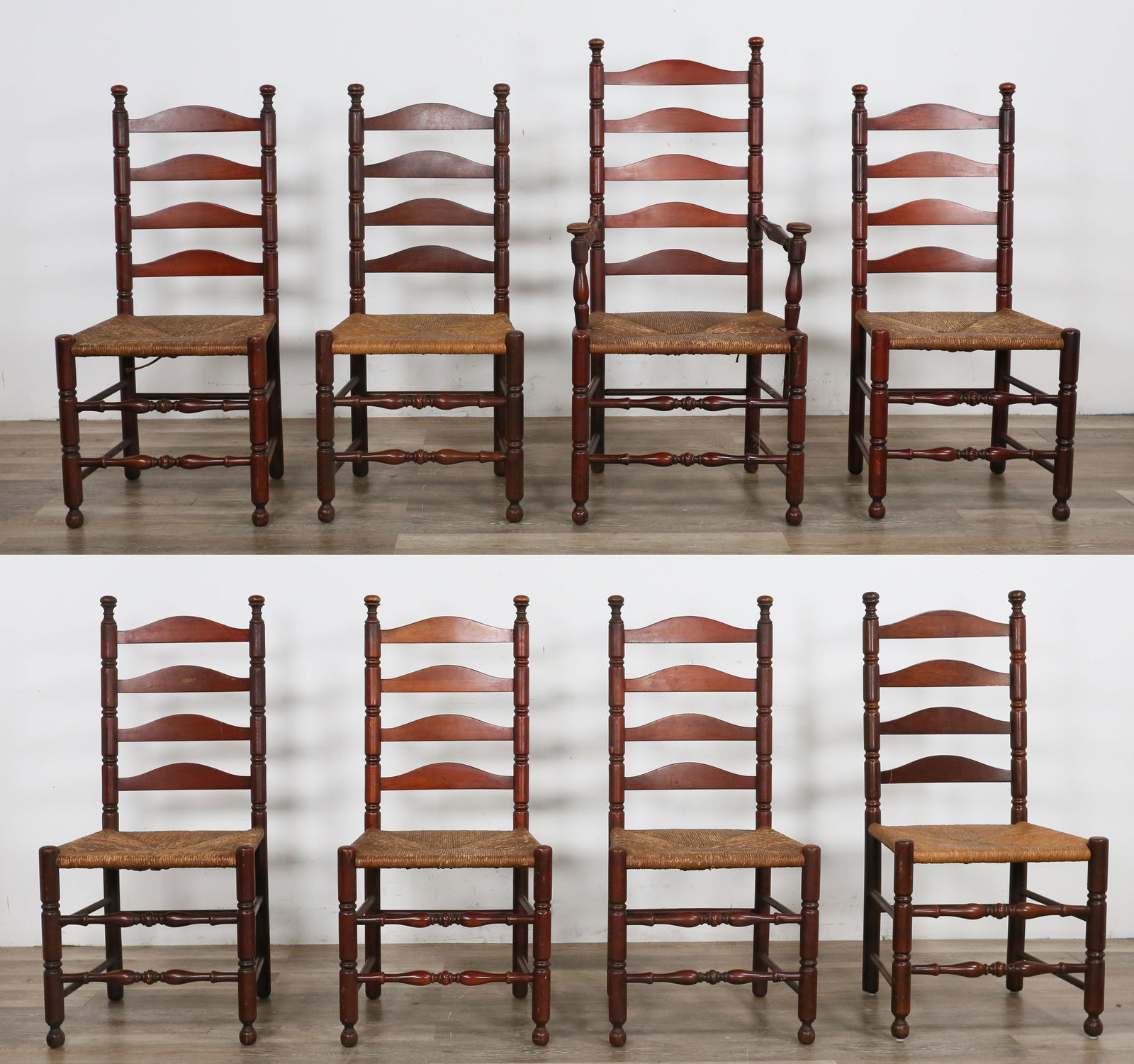 Set of 8 Shaker Style Ladderback Chairs (1 of 20)