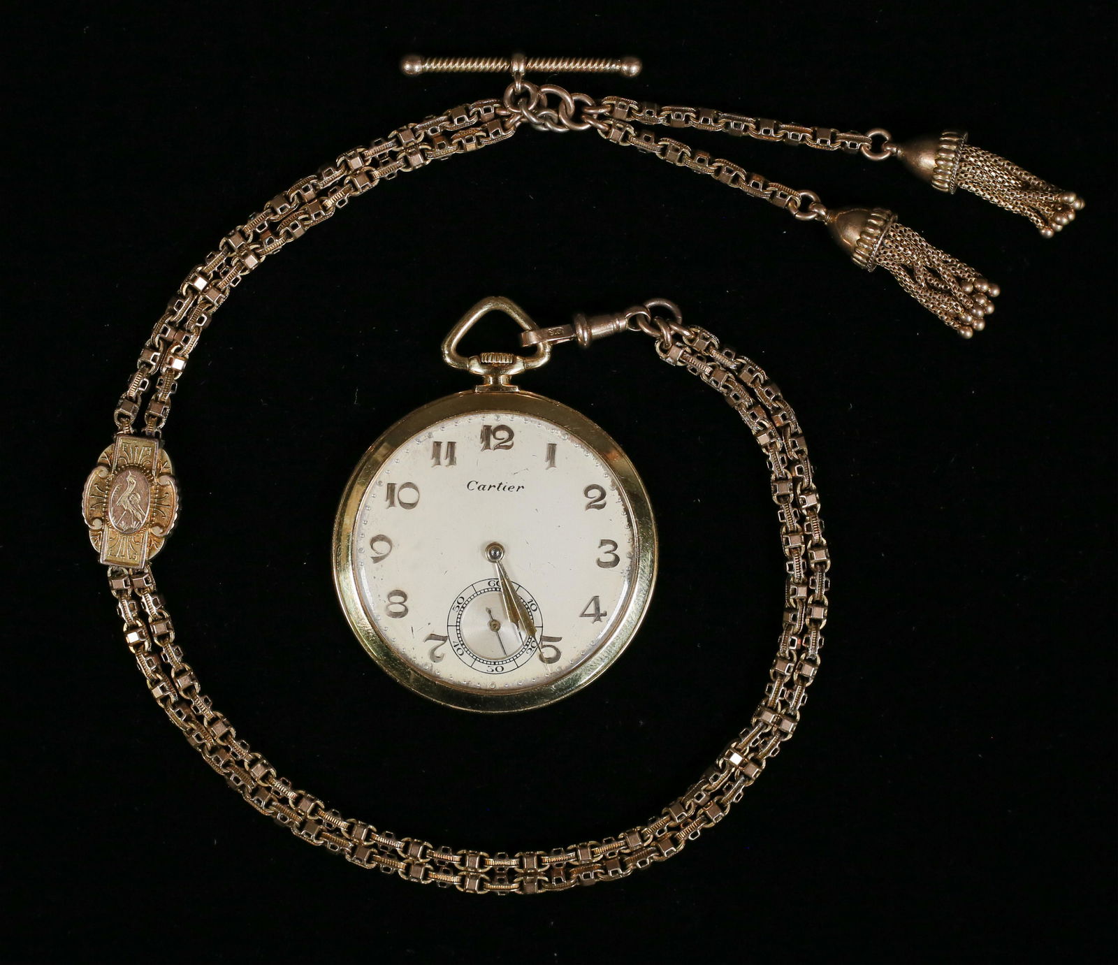 Cartier 18k Gold Pocket Watch With 9k Fob (1 of 8)