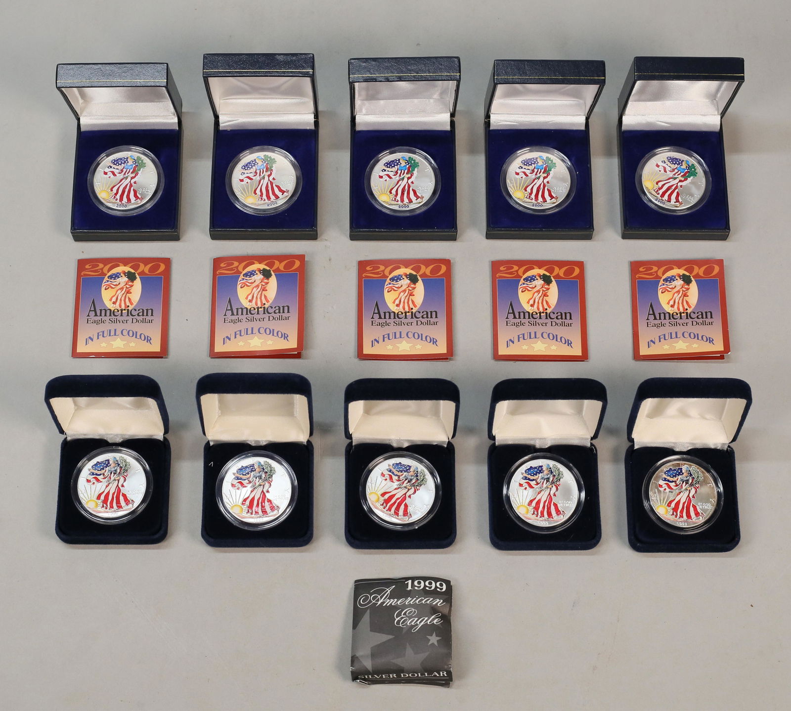 10 American Eagle Silver Dollars Full Color (1 of 12)