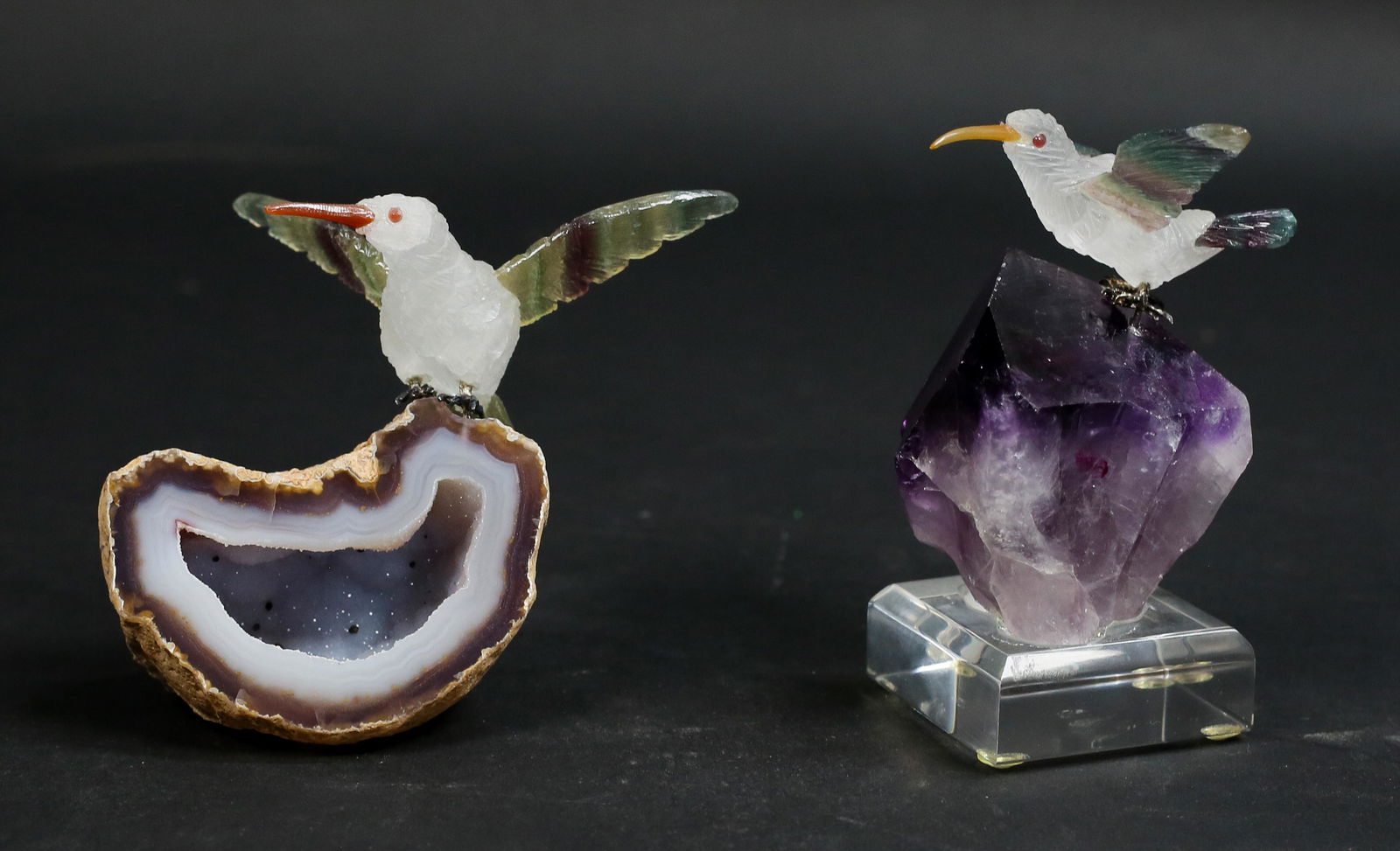 2 Peter Muller Quartz & Fluorite Hummingbirds (1 of 12)