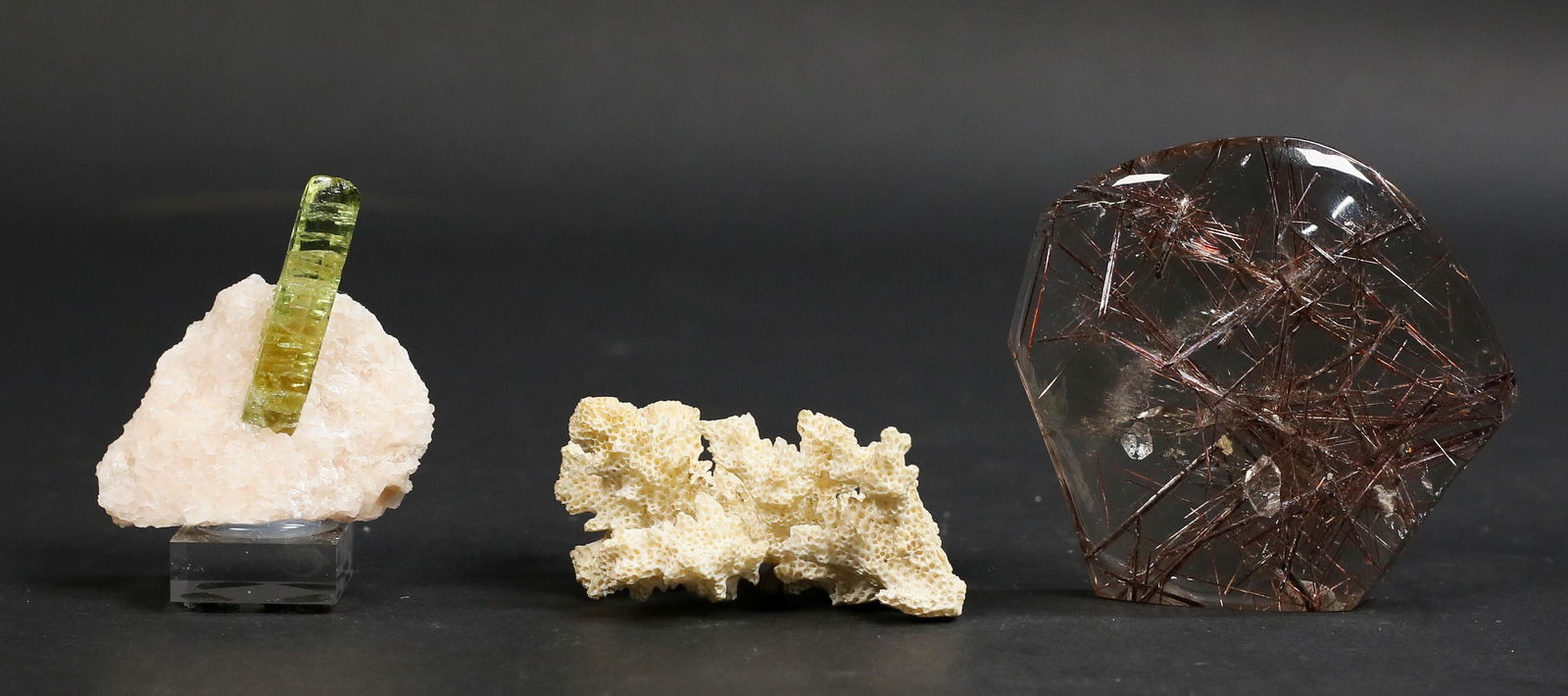 Rutilated Quartz, Fluorapatite & Coral (1 of 10)