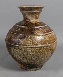 Tatsuzo Shimaoka - Ceramic Vase, Mashiko Ware: Tatsuzo Shimaoka (Japan, 1917-2007) - Glazed Ceramic Vase, Japanese Stoneware, Mashiko Ware. 11 1/2" x 9" x 9"