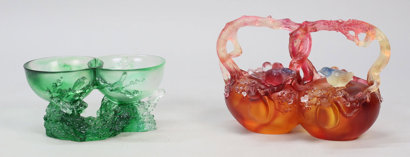 Chinese Double Teapot & Tea Cups Glass Sculptures (1 of 15)