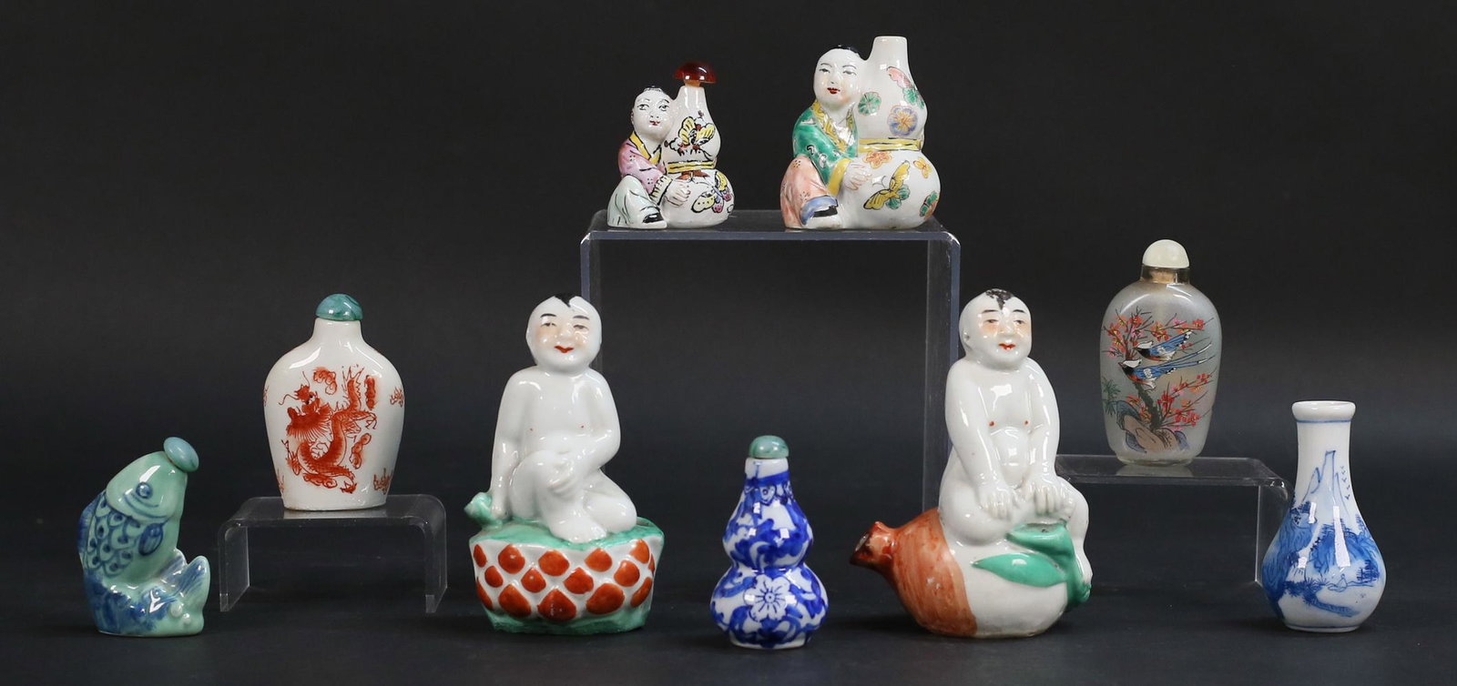 Grouping of 9 Chinese Snuff Bottles and Figures (1 of 20)