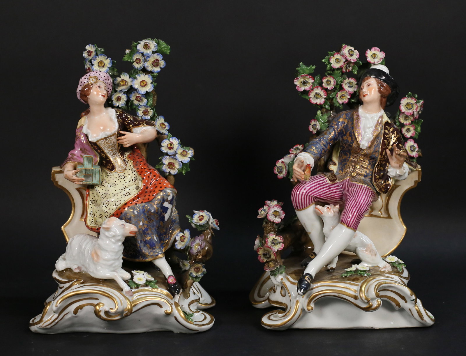 Pair of Derby Bocage Porcelain Figures (1 of 20)