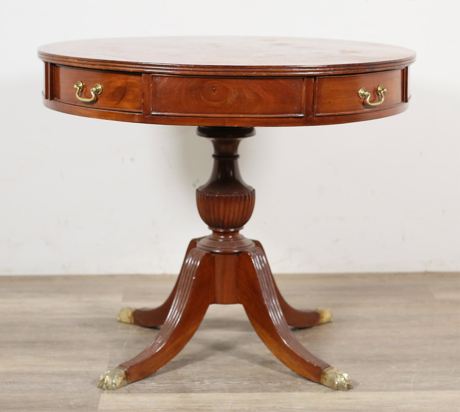 Drum Table: 30 1/4" H x 36" diameter of top.