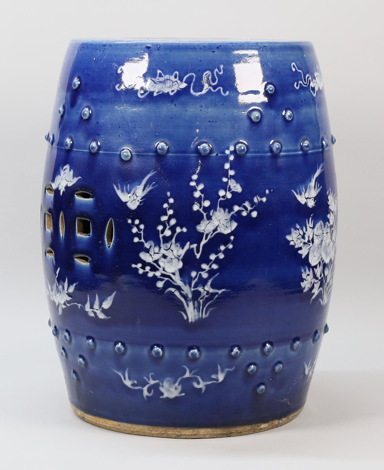 Chinese Garden Seat: 18" H x 11 1/2" diameter of top.