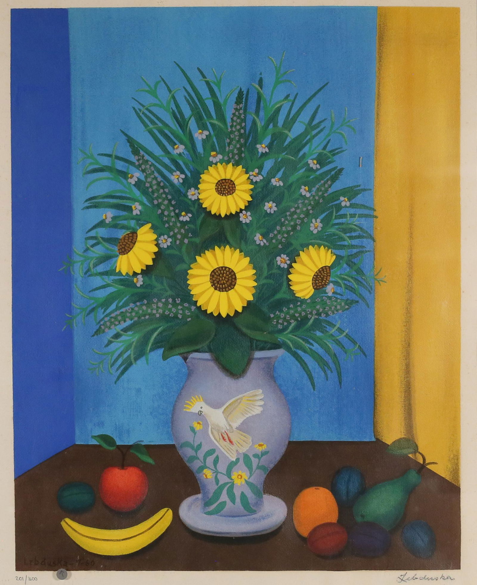 Lawrence Lebduska Screenprint Vase of Flowers (1 of 7)