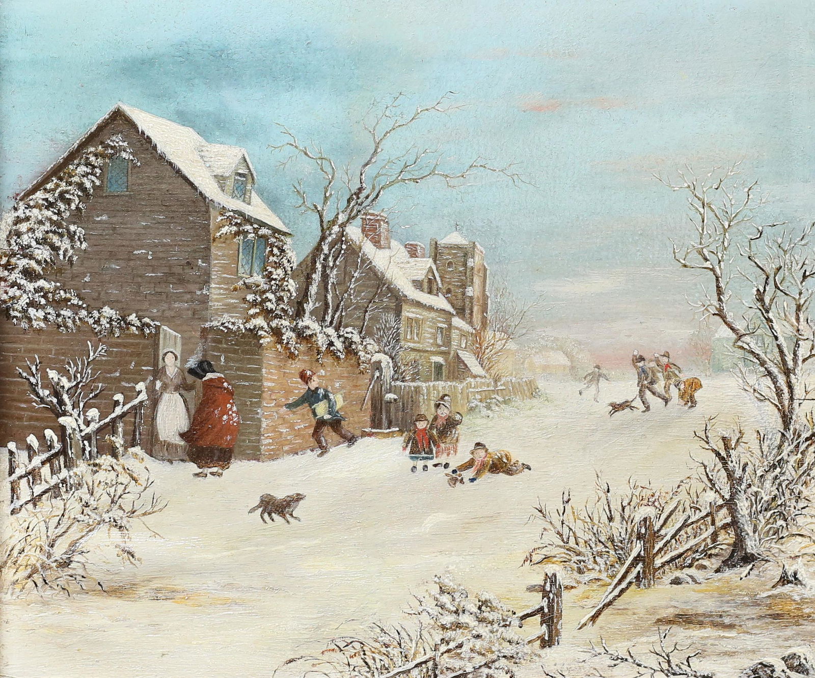 Oil on Board Village Winter Landscape (1 of 4)