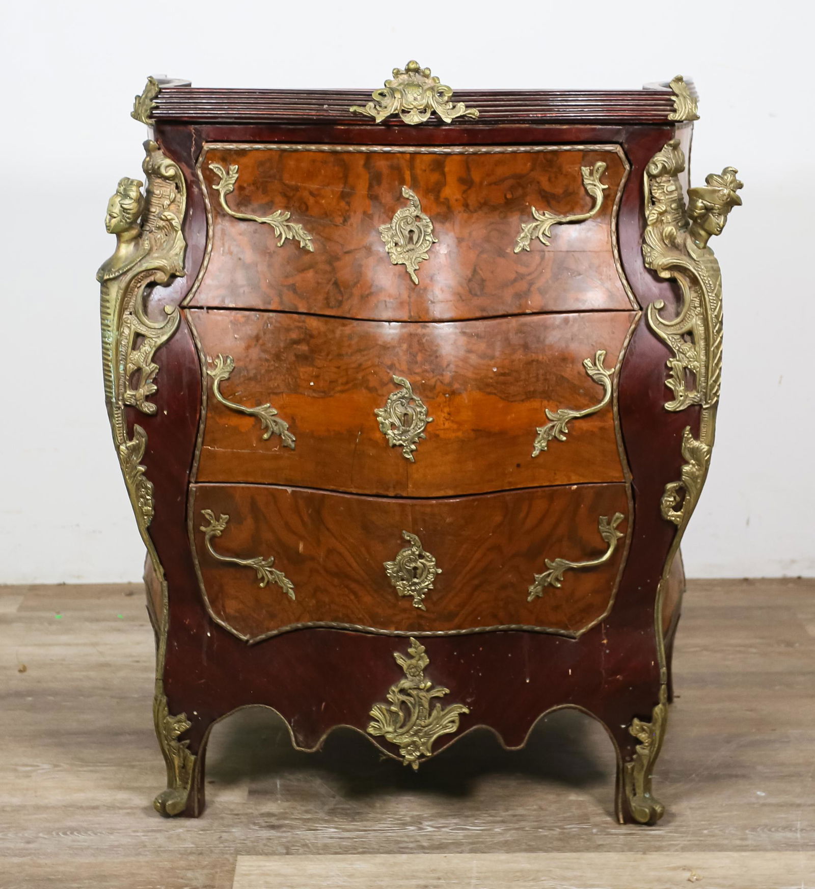 Louis XV Style Burled Figural Bombe Commode (1 of 20)