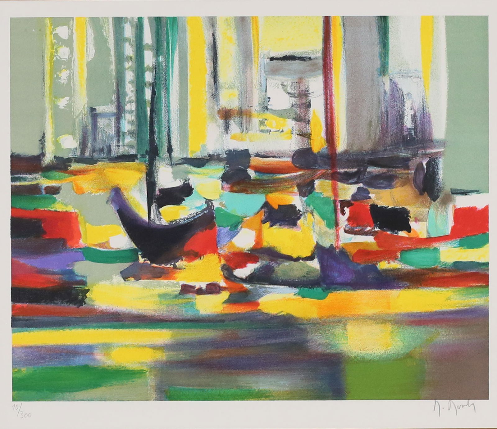 Marcel Mouly Lithograph Sampans a Hong Kong (1 of 6)