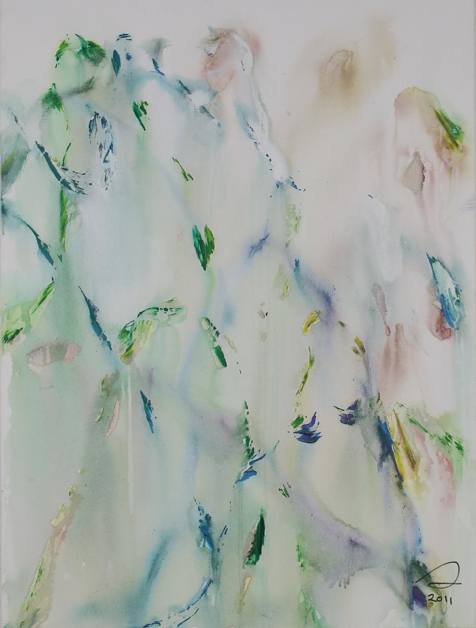 Stanley Lindwasser Acrylic on Canvas Abstract: Stanley Lindwasser (American, Beacon, New York, 1947-2020). Acrylic on canvas abstract. Signed and dated 2011 lower right and signed on verso. 30" x 40".