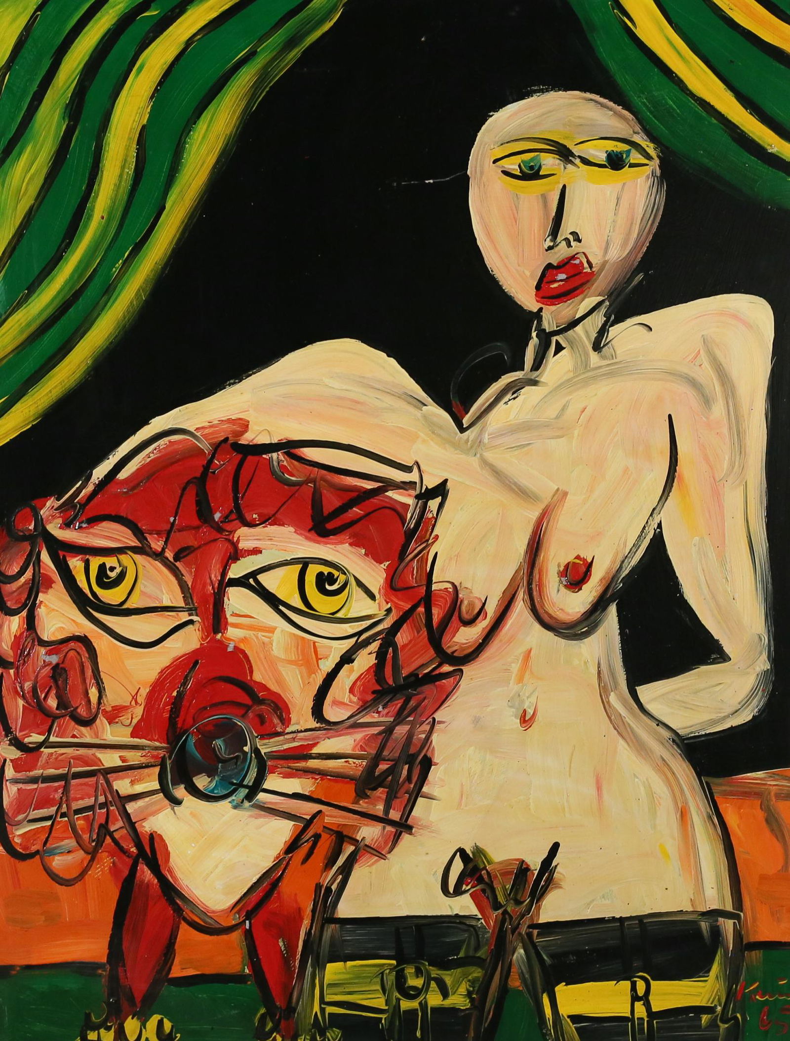 Peter Keil Oil on Masonite Clown With Lion (1 of 10)