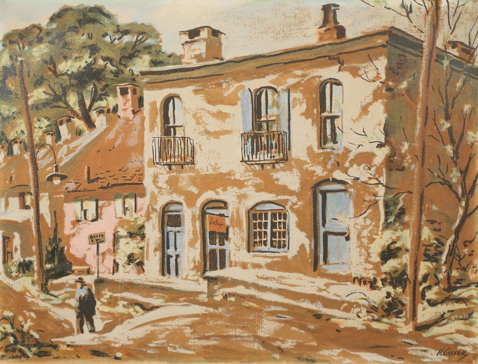 Henry Gasser Oil on Board Street Scene (1 of 5)