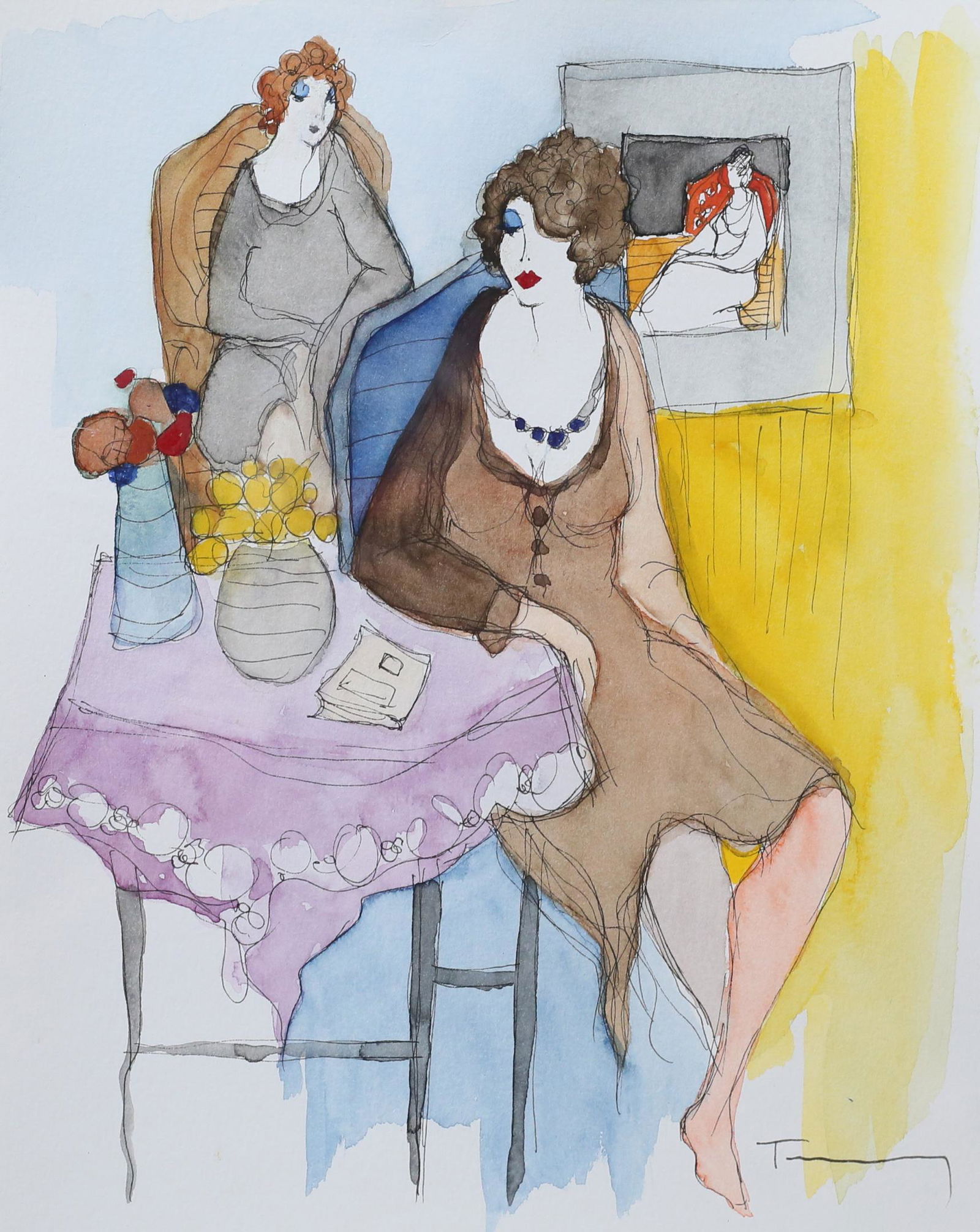 Itzchak Tarkay Serigraph With Watercolor (1 of 5)