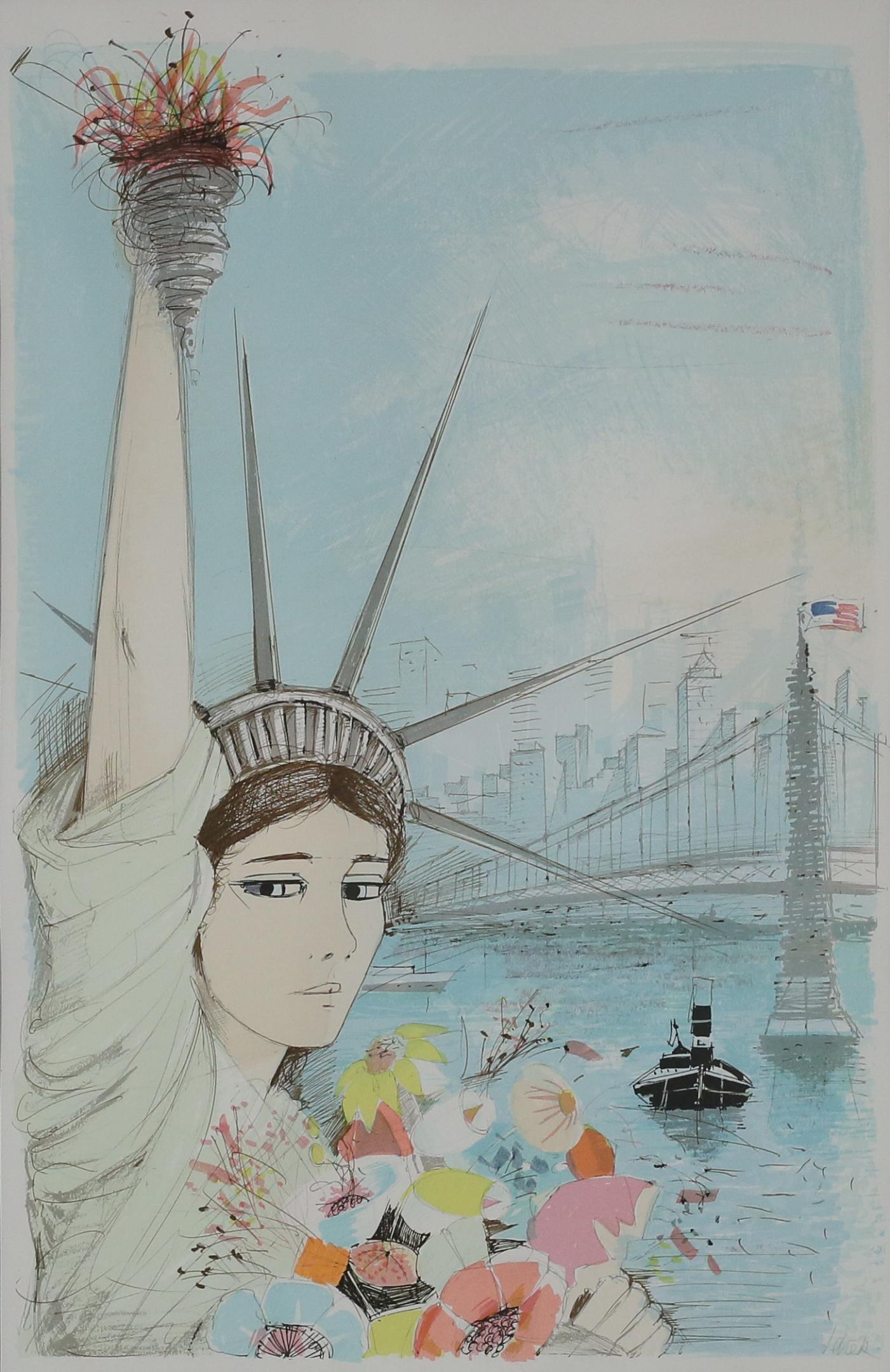 Charles Levier Lithograph Miss Liberty (1 of 5)