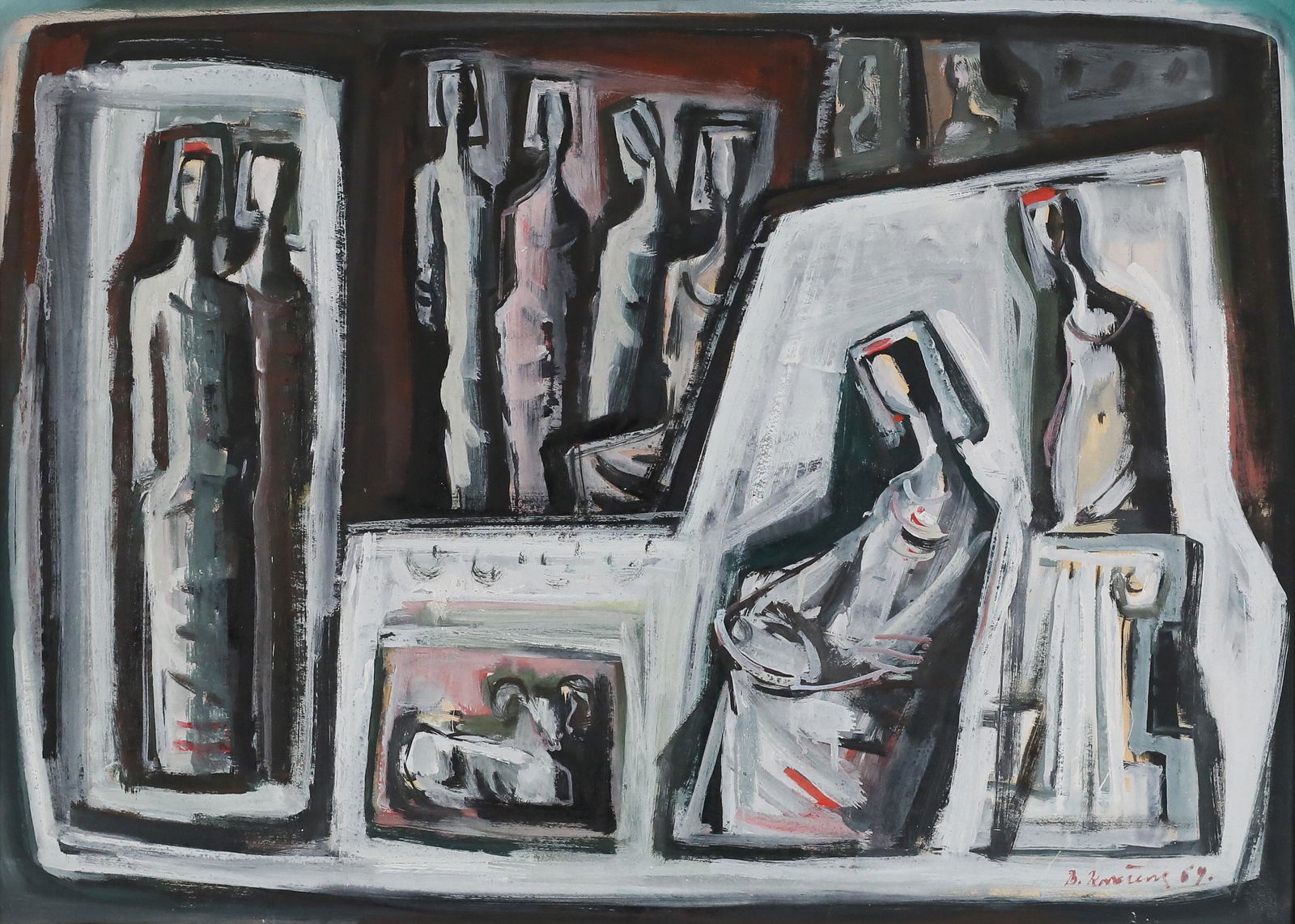 Branko Kovacevic Oil on Board, Abstracted Figures (1 of 8)