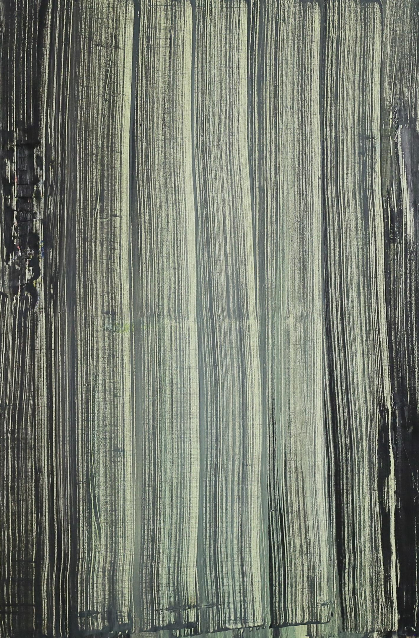 Stanley Lindwasser Acrylic on Canvas Stripes: Stanley Lindwasser (American, Beacon, New York, 1947-2020). Acrylic on canvas, abstract stripes. Unsigned. 36" x 24". Repairs along left and right sides.