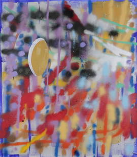 Keltie Ferris Spray Paint & Acrylic on Canvas: Keltie Ferris (American, 1977-). Spray paint and acrylic on canvas abstract, The Unknown Soldier. Titled, signed and dated 2007 on verso. 40" x 35". Provenance: Coalition for the Homeless charity auct