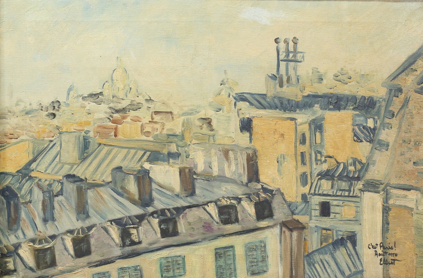 Signed Elliot Oil on Canvas Paris Cityscape (1 of 5)