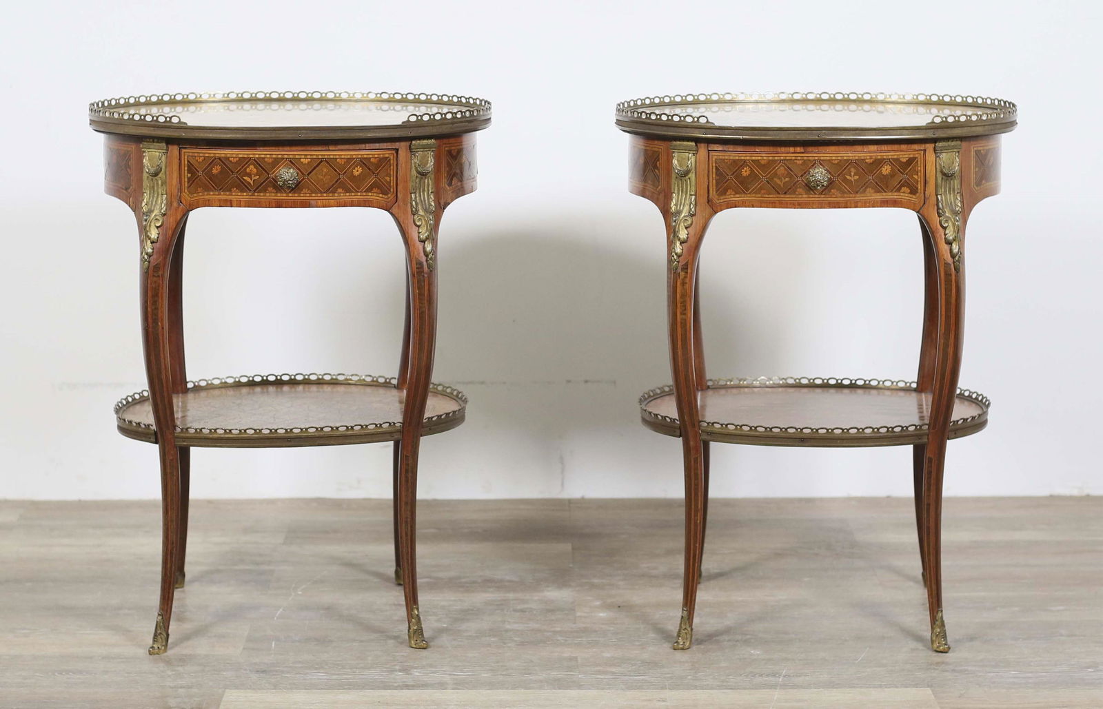 Pair of Louis XV Style Marble Top Tier Tables (1 of 20)