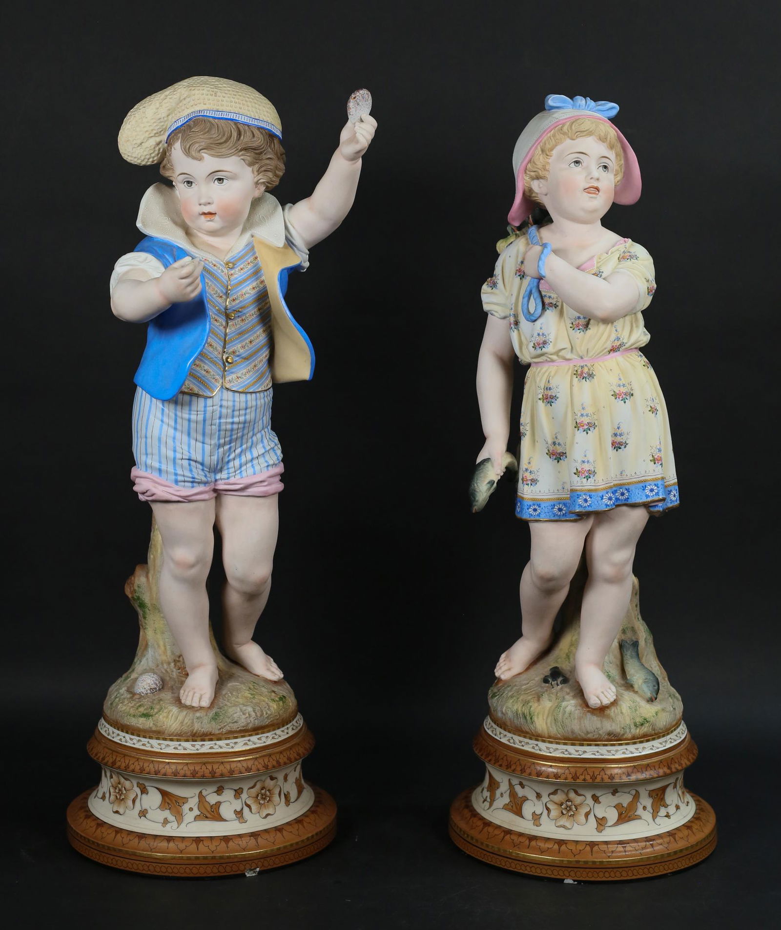 Pair of Bisque Porcelain Figures Boy & Girl (1 of 20)