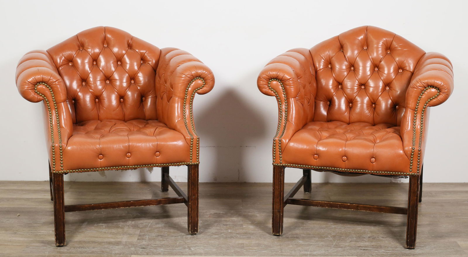 Pair of Regency Tufted Leather Library Chairs (1 of 20)