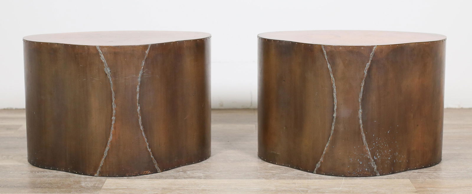 Pair of Karl Springer Copper Clad Side Tables (1 of 15)