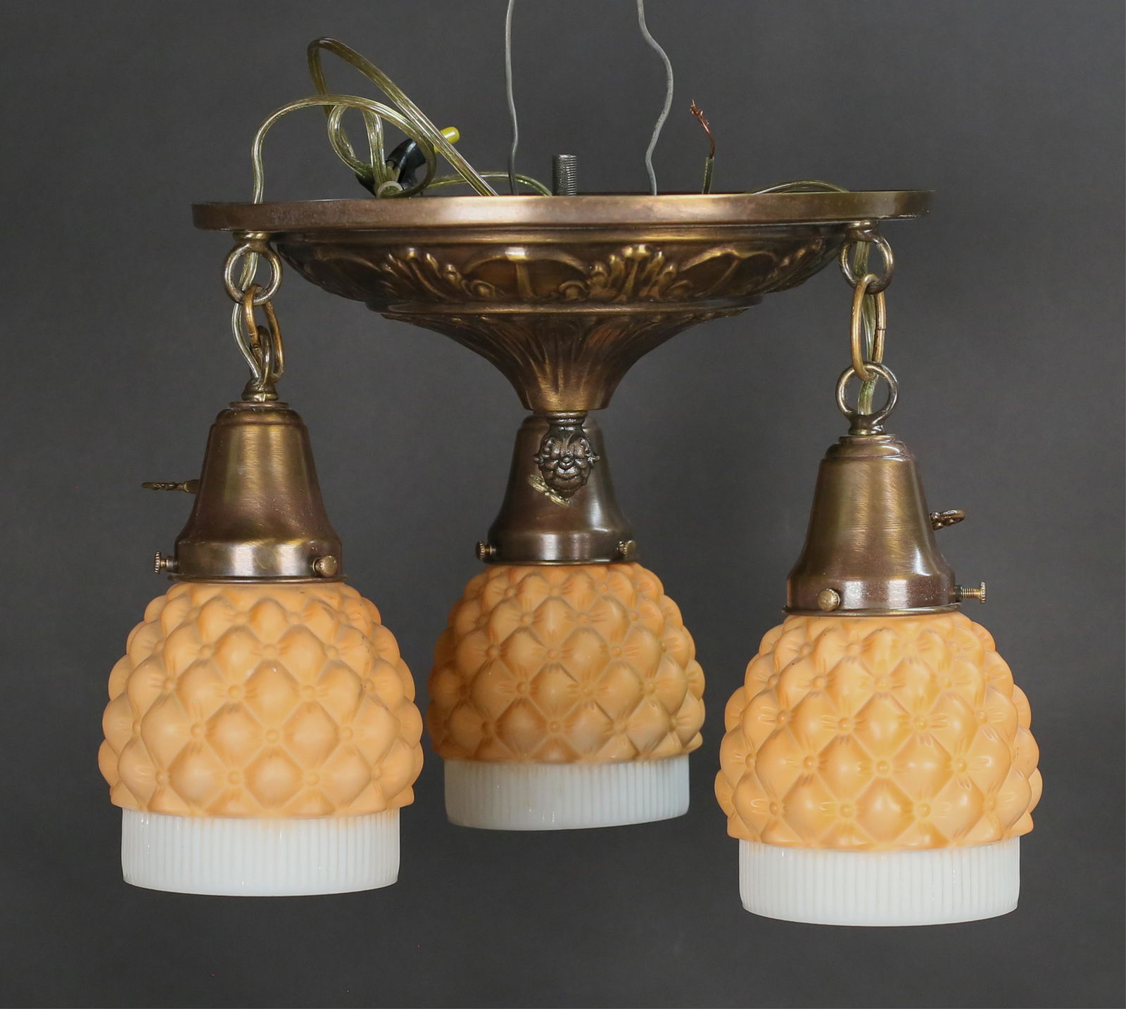 Brass & Satin Glass Ceiling Fixture (1 of 6)