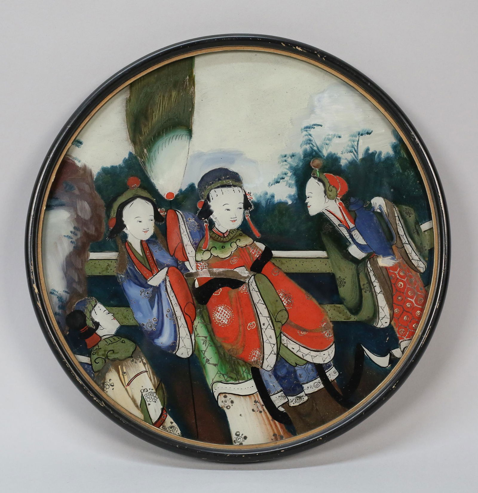 Chinese Reverse Painting on Glass 3 Women (1 of 4)