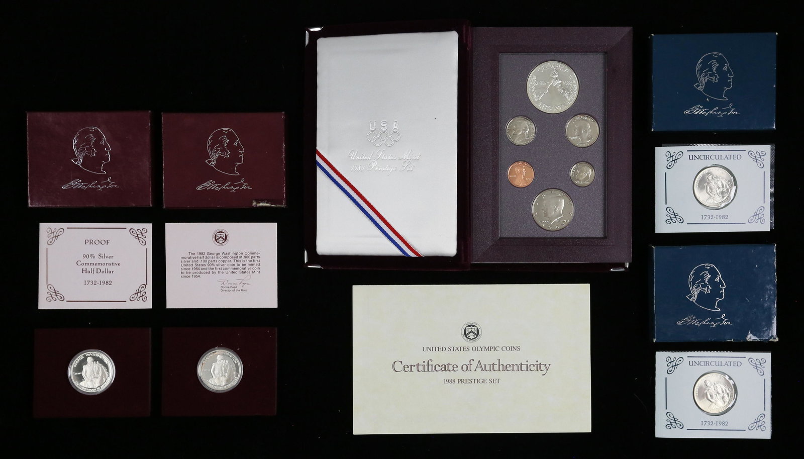 4 Silver Washington Half Dollar Unc 1988 Prestige (1 of 19)