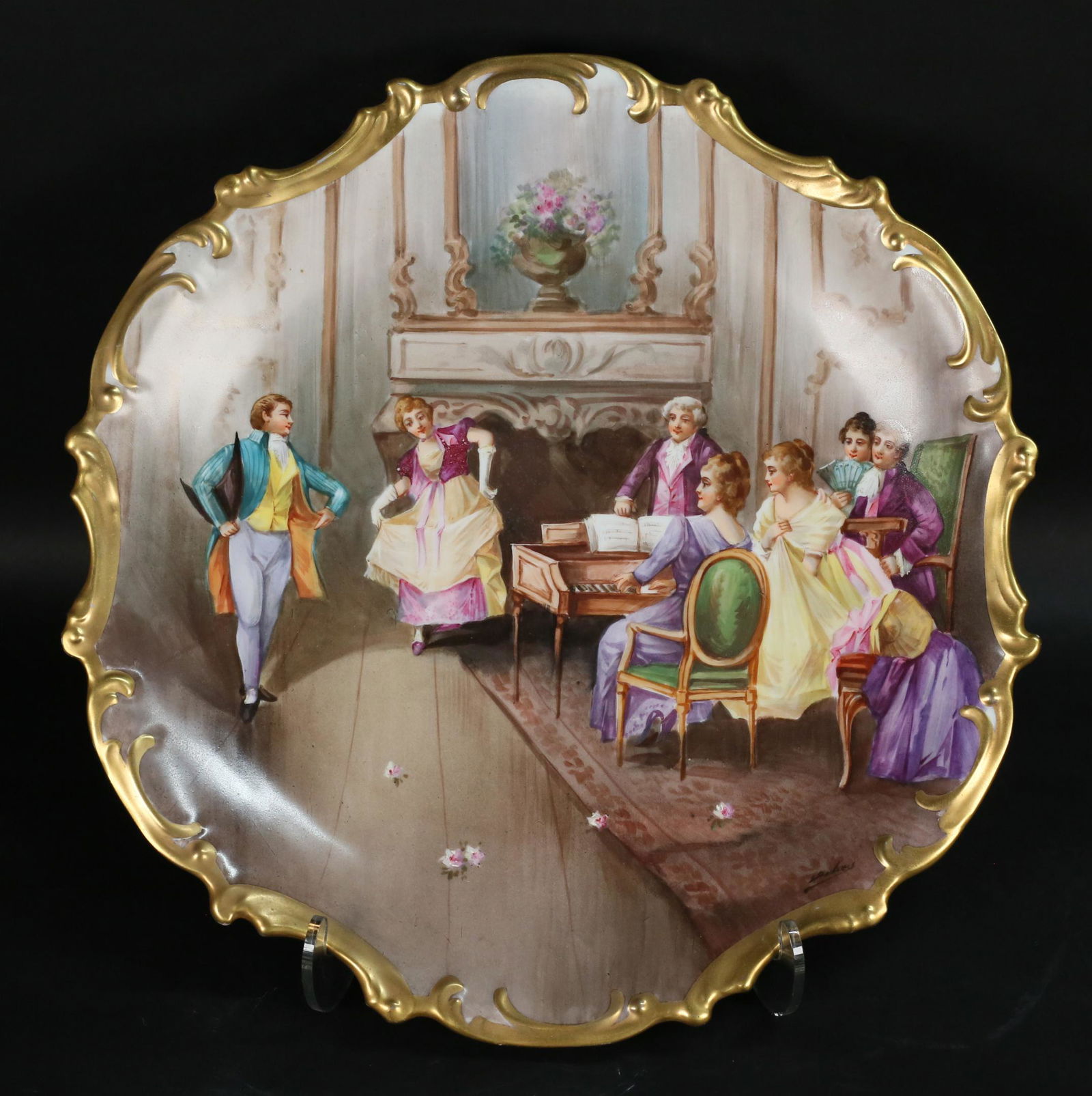 Limoges Hand Painted Charger Interior Scene (1 of 7)