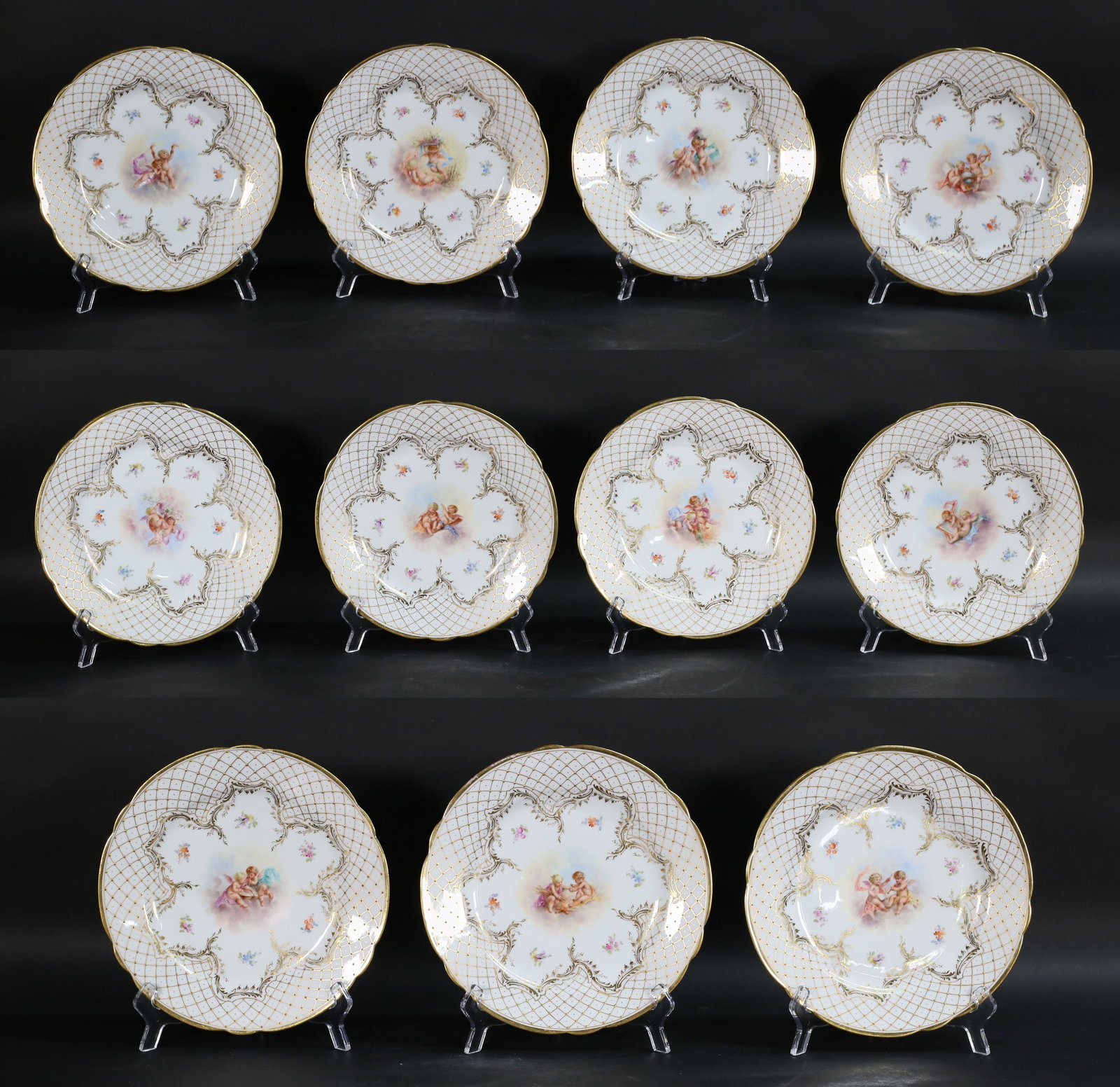 Set of 11 Hand Painted Dresden Porcelain Plates (1 of 18)
