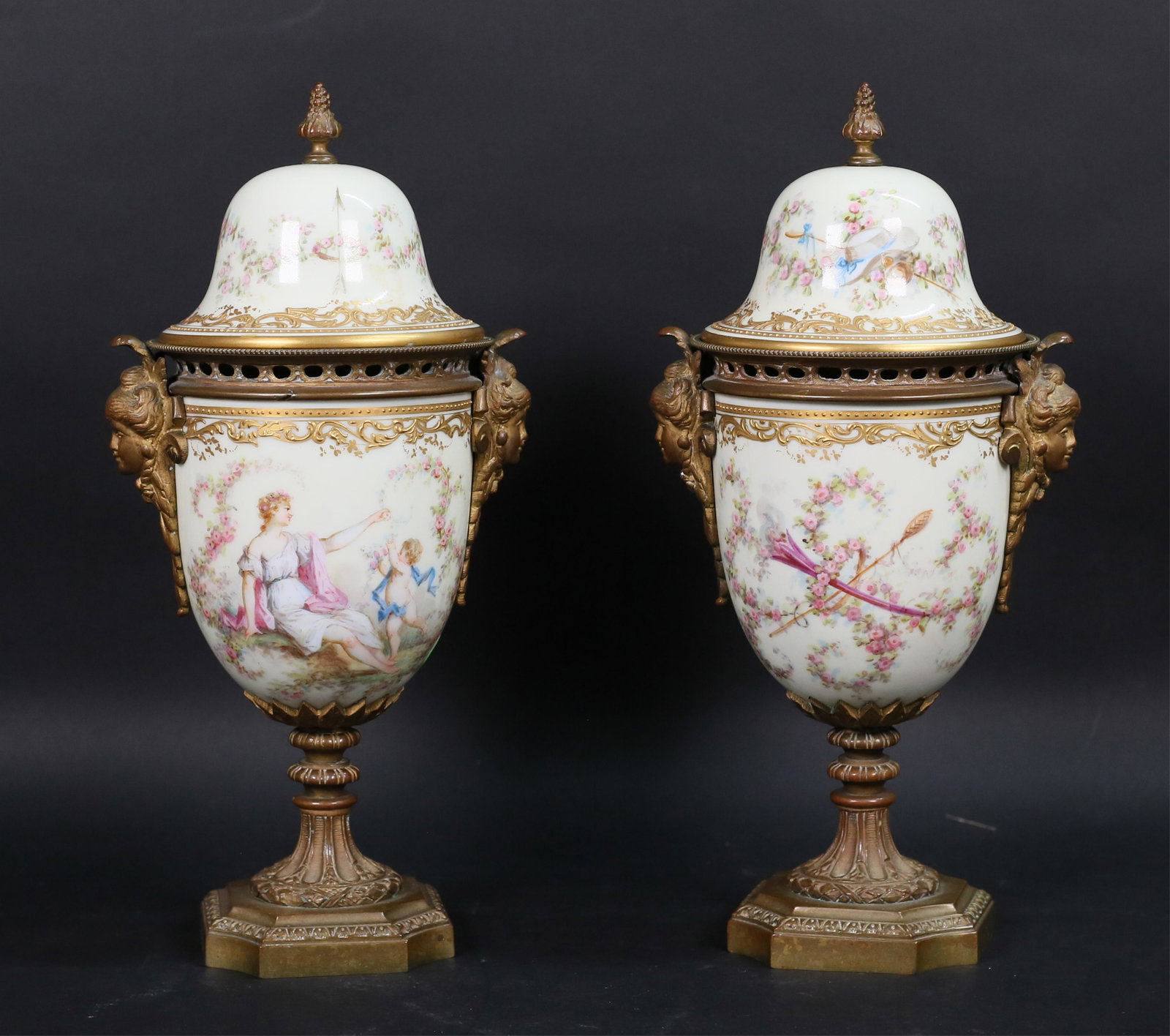 Pair Sevres Style Porcelain Urns (1 of 20)
