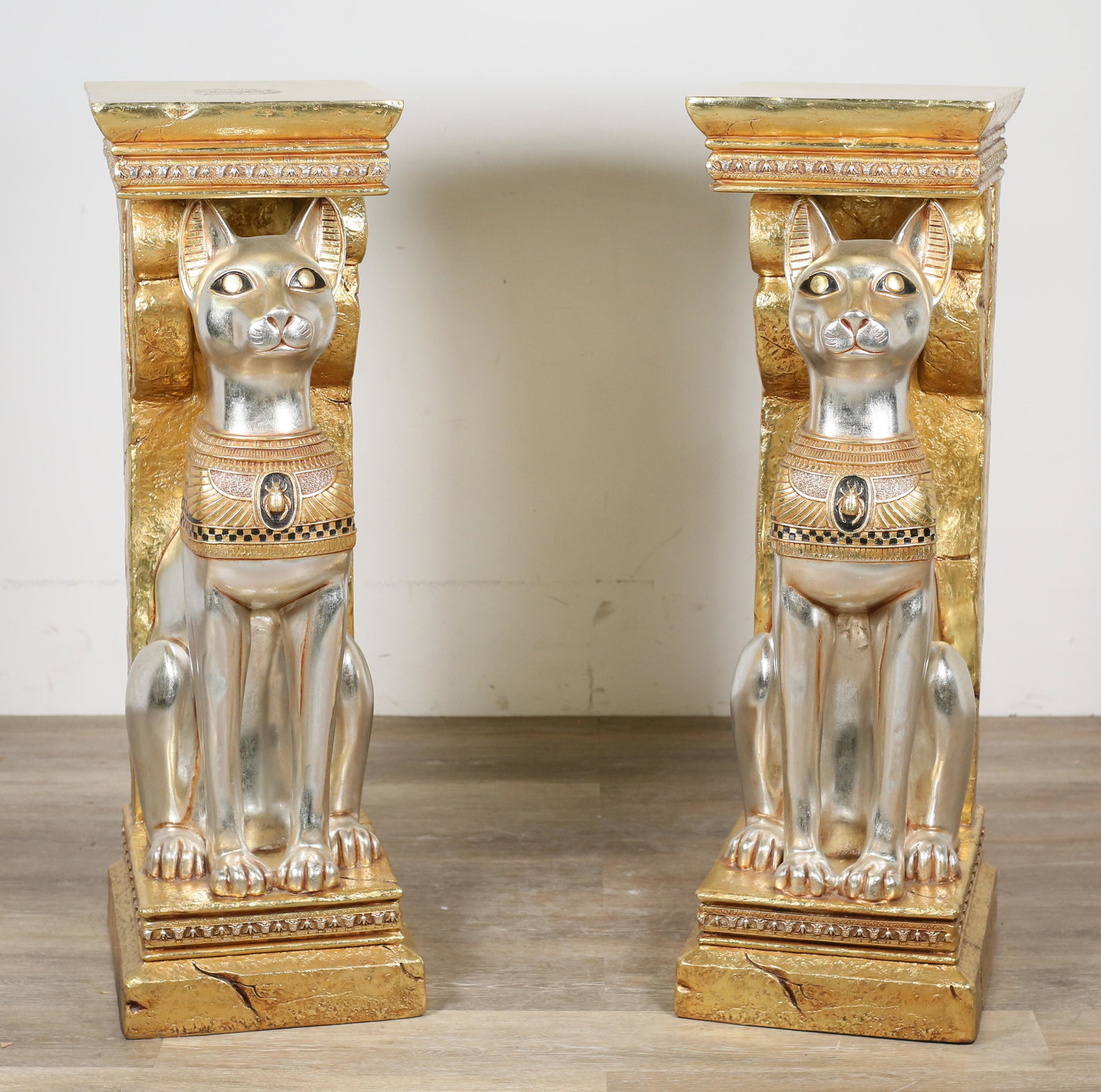 Pair of Egyptian Revival Style Bastet Pedestals (1 of 16)
