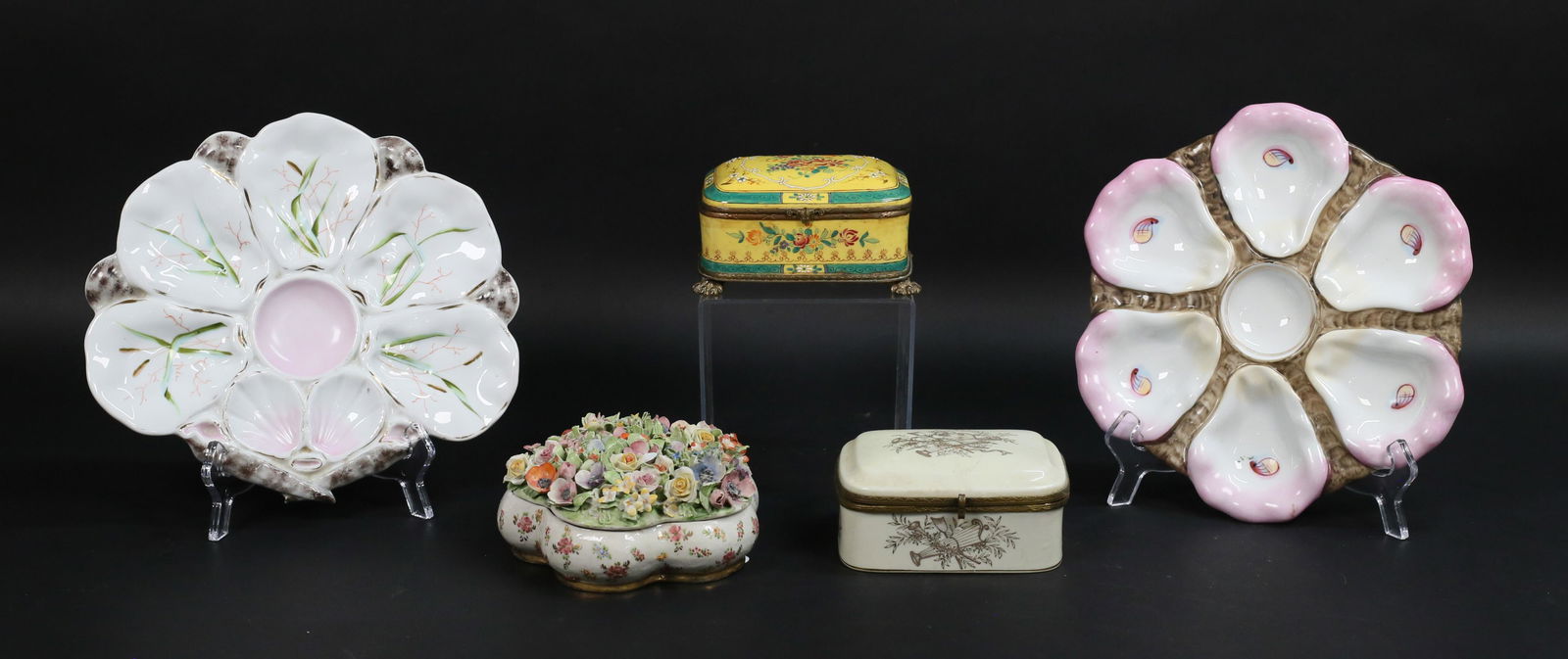 5 Piece Porcelain Lot Oyster Plates & Boxes (1 of 20)