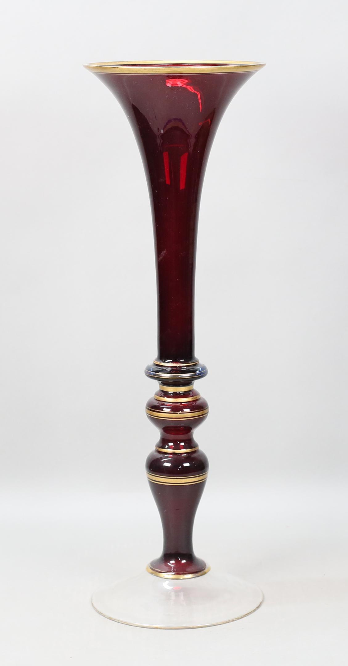 Ruby Glass Trumpet Vase (1 of 6)