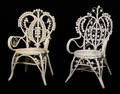 Two Victorian Style White Wicker Chairs