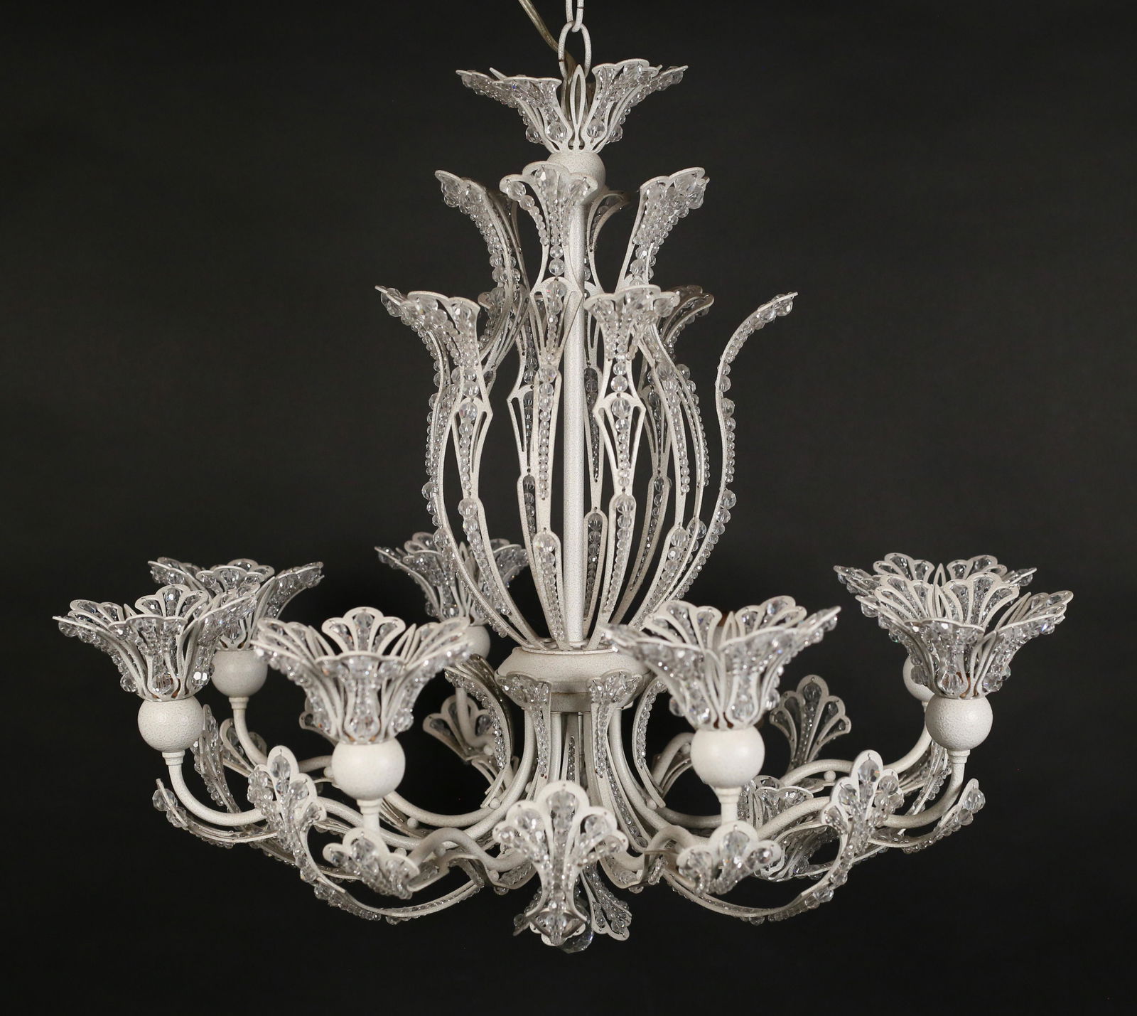 Hollywood Regency Style White Metal Chandelier (1 of 12)