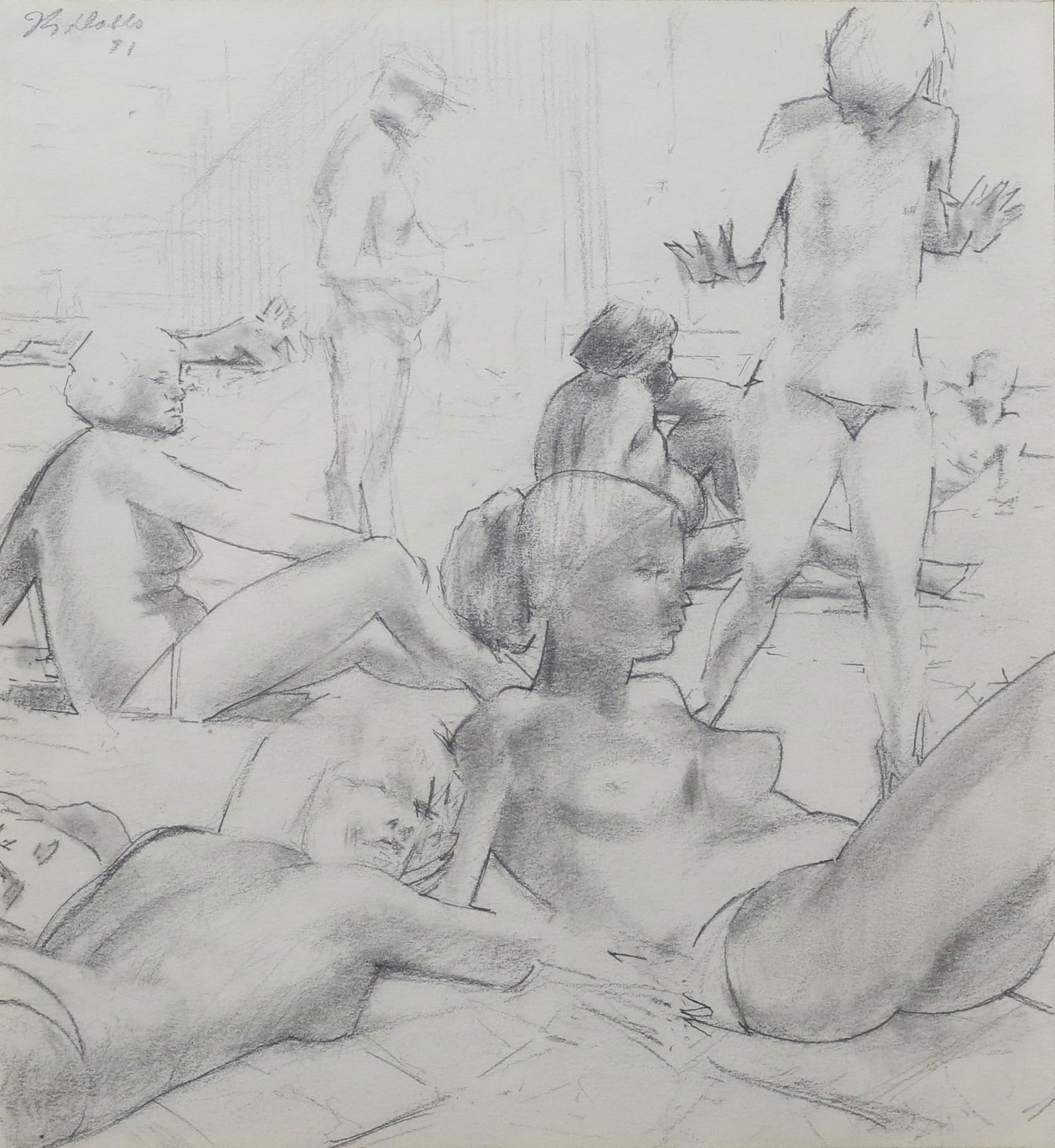 John Dobbs Drawing Sunbathers (1 of 5)
