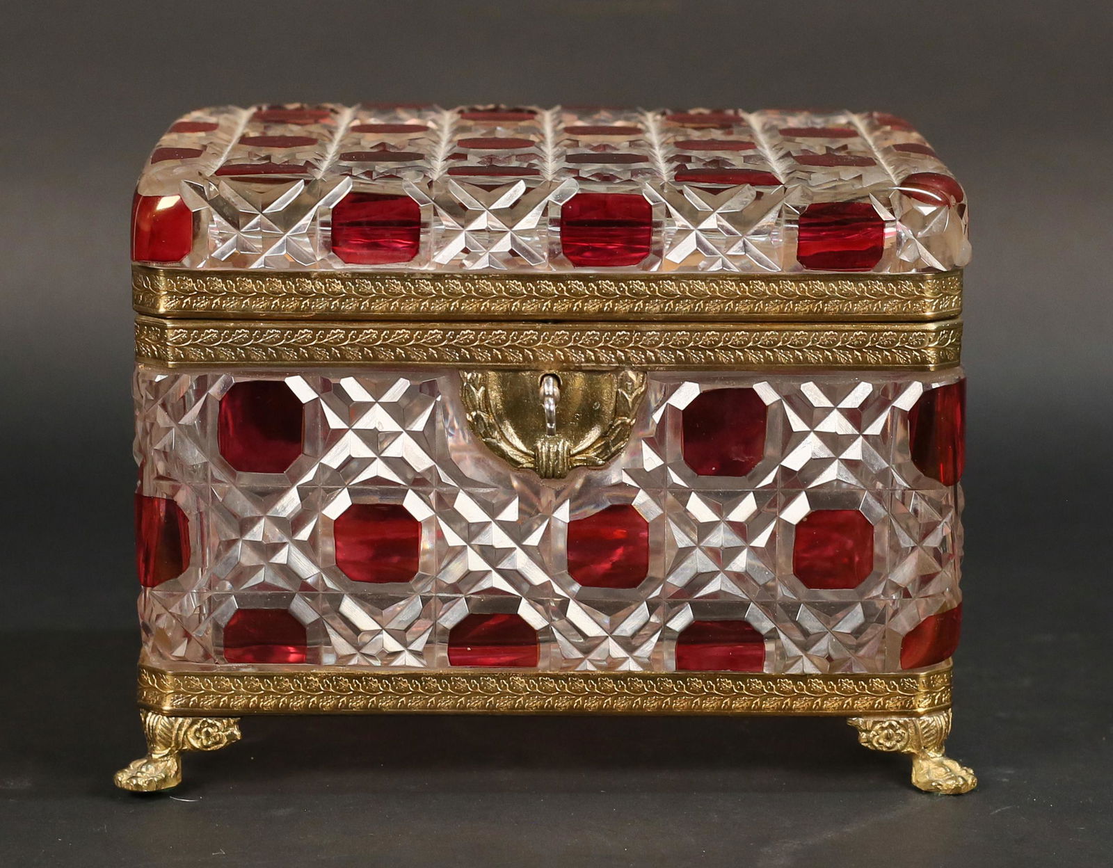 Cranberry Cut to Clear Dresser Box (1 of 13)