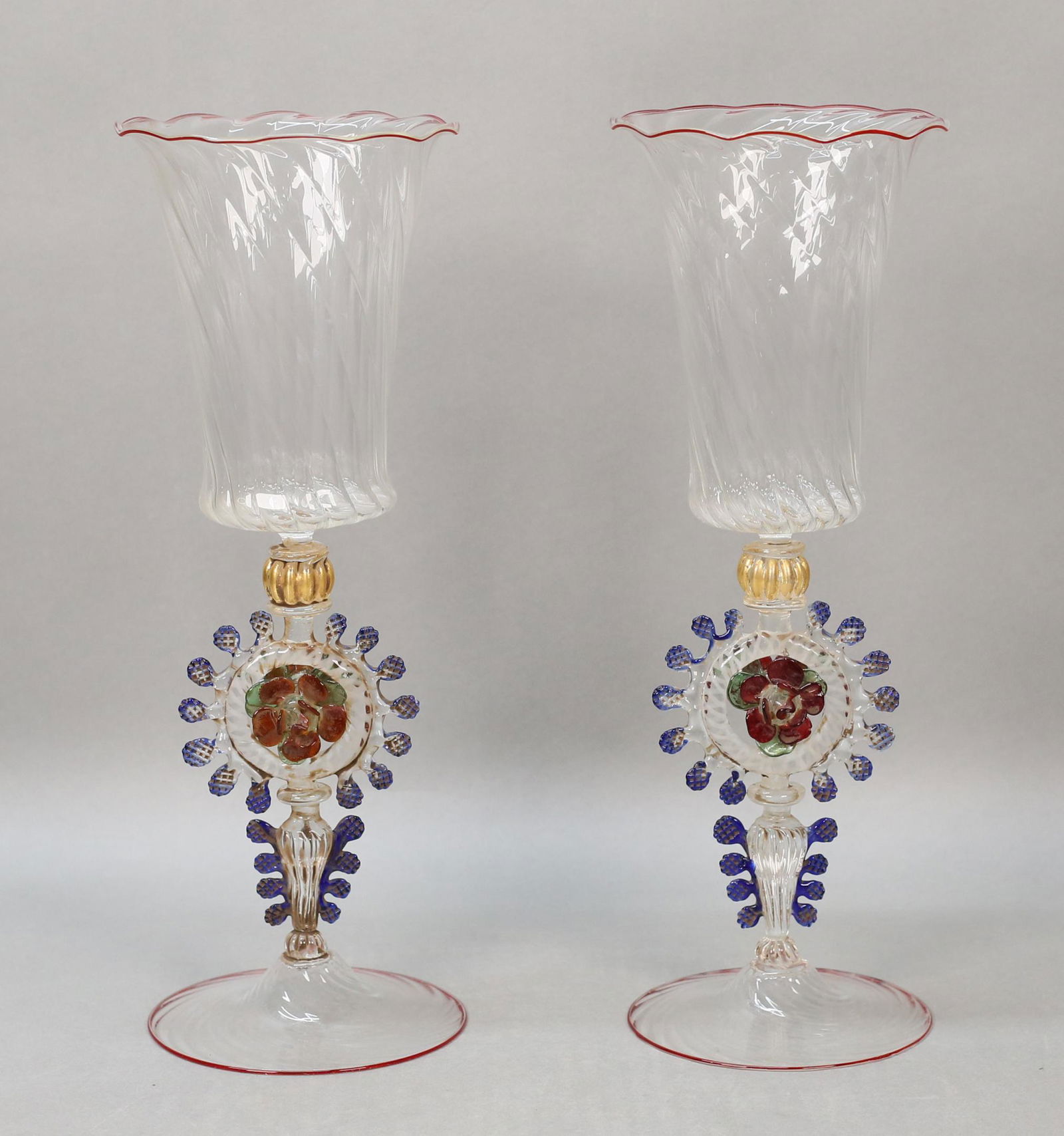 Pair of Murano Venetian Glass Goblets (1 of 13)