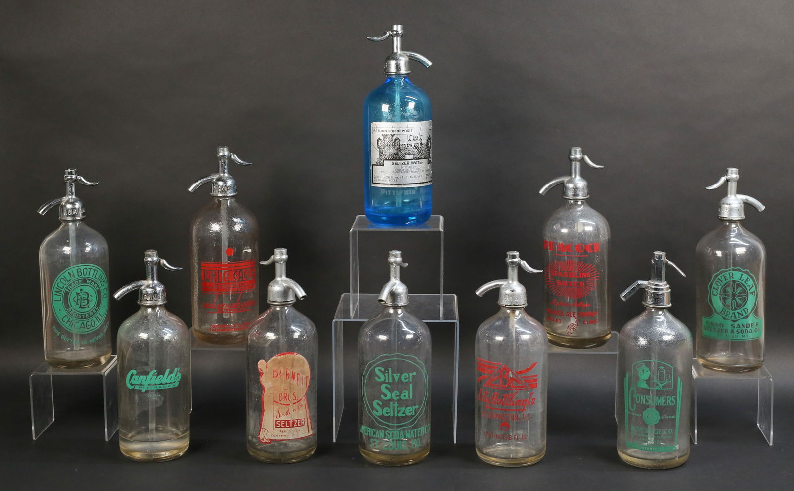 10 Vintage Glass Seltzer Bottles Chicago, St Louis (1 of 20)