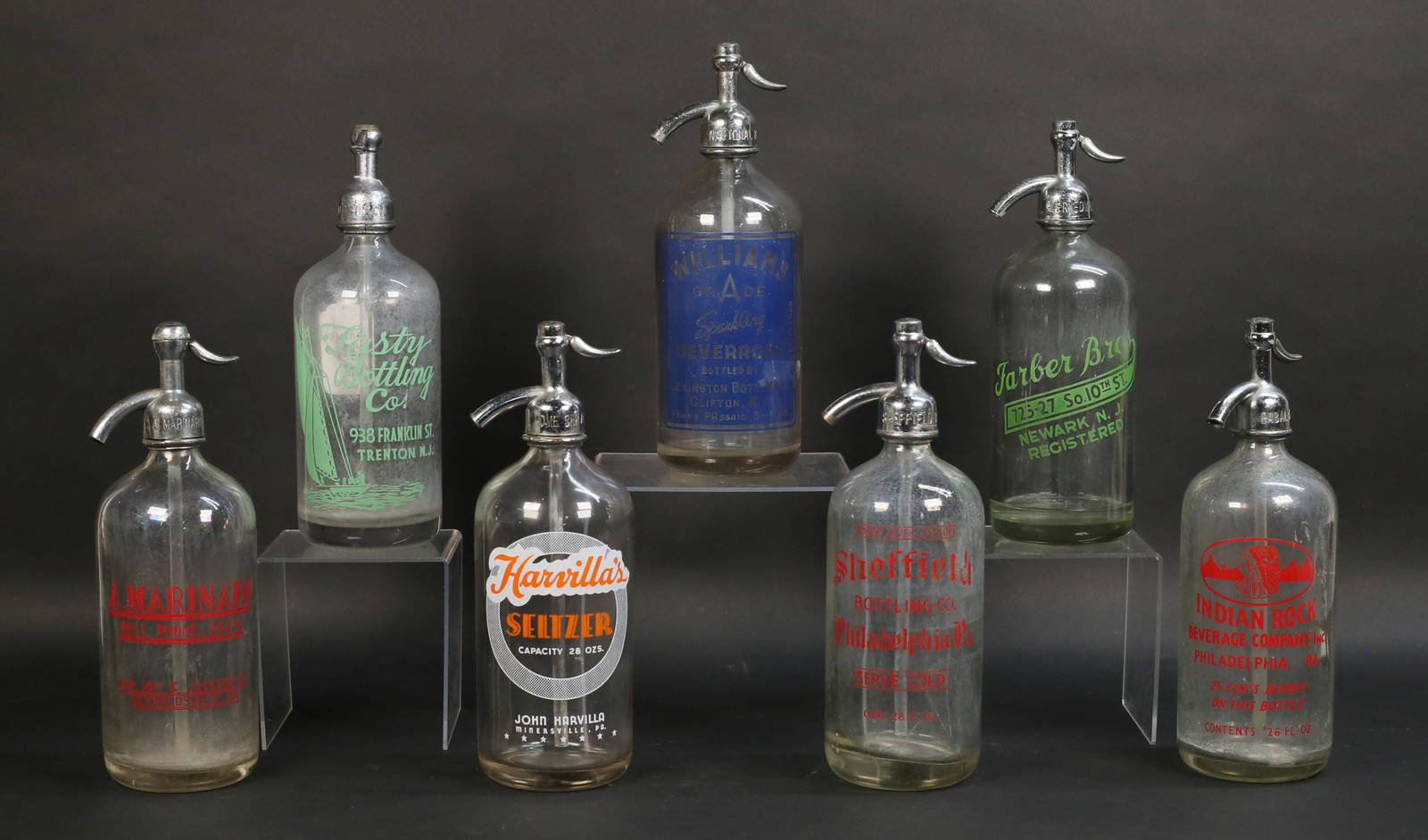 7 Vintage Glass Seltzer Bottles Pennsylvania & Nj Auction