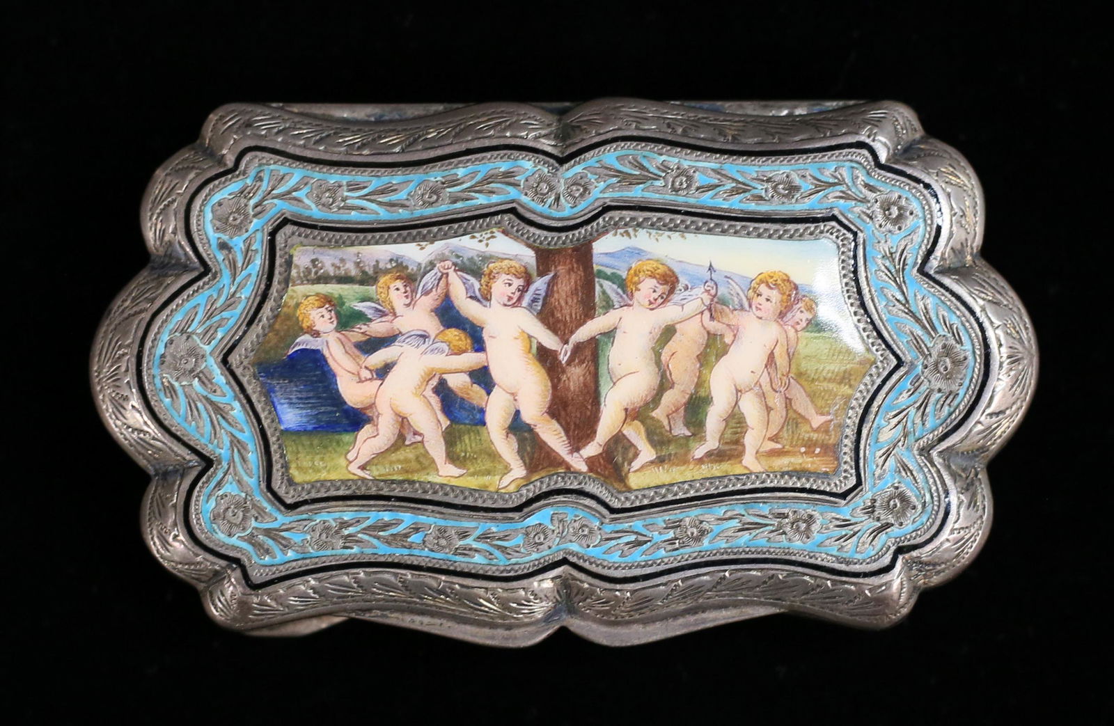 800 Silver & Enamel Pill Box (1 of 4)