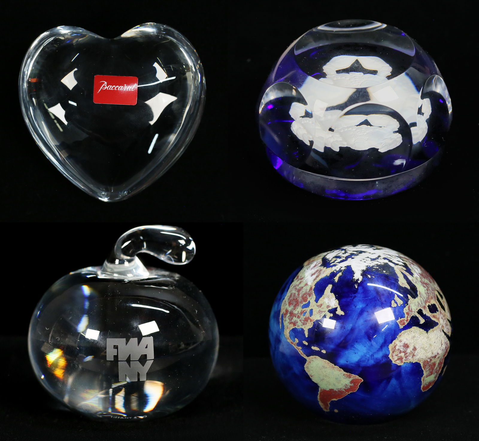 4 Glass Paperweights Baccarat, Lundberg, Tiffany (1 of 18)