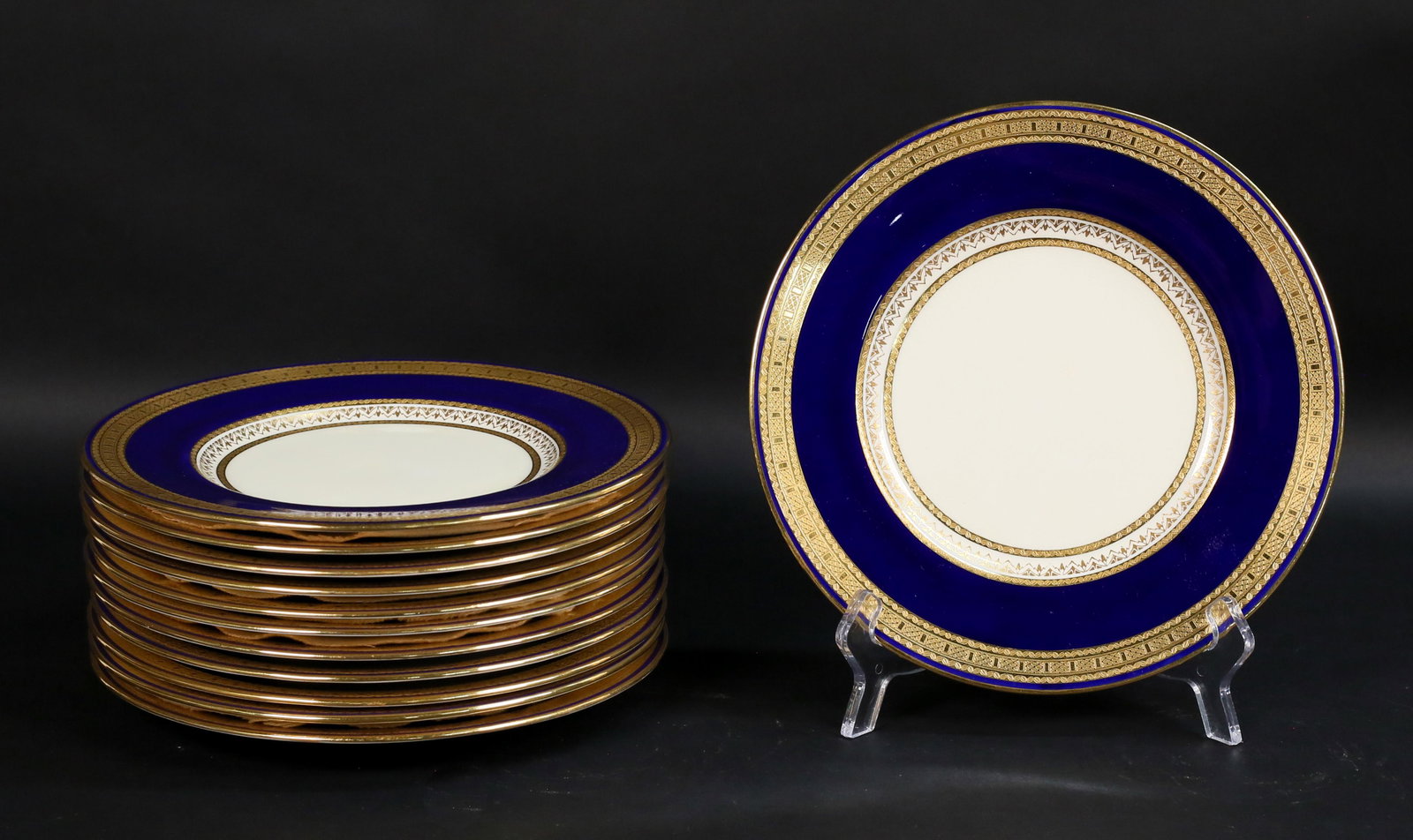 12 Minton for Tiffany & Co. Cobalt Luncheon Plates (1 of 5)
